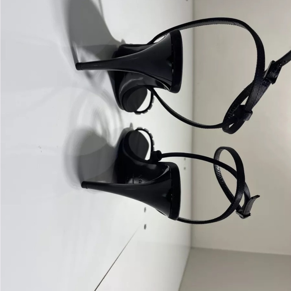 Saint Laurent Gloria Crystal Strap Sandal in Black Size 35.5 - Picture 4 of 12